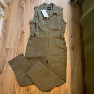 NWT Wildfang Sleeveless Coverall Jumpsuit Cotton Army Green